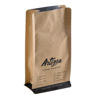 Papel de Kraft inferior plano  de la capacidad de los bolsos de café 50g-15kg con la válvula