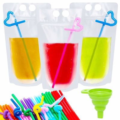 bolsa de empaquetado líquida de la bebida transparente de 500ml 750ml con Straw And Handle