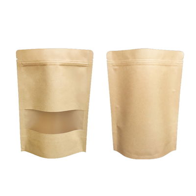 La bolsa de pie de papel que se puede volver a sellar del PE Kraft empaqueta aduana impresa con la ventana