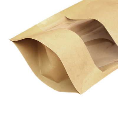 La bolsa de pie de papel que se puede volver a sellar del PE Kraft empaqueta aduana impresa con la ventana