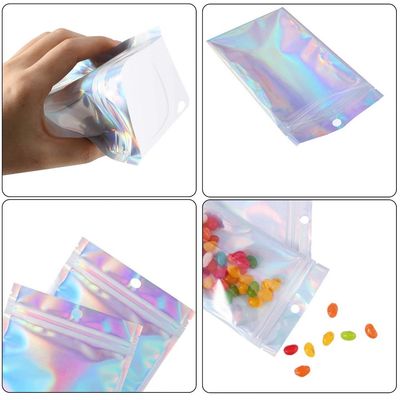 El papel de aluminio  olográfico brillante de la bolsa del bolso del acondicionamiento de los alimentos de Mylar metalizó