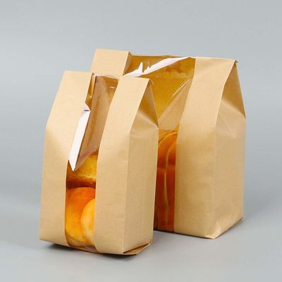 Brown 160 micrones pan bolsos medios de la panadería de Kraft de la ventana de los PP de las bolsas de papel del embalaje
