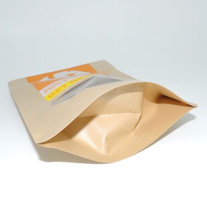 Bolsas de papel de encargo de la comida de Logo Granola Kraft 160*245m m con la cremallera superior