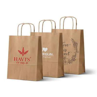 Bolsos que hacen compras que llevan impermeables a la grasa 80g 100g del papel de Kraft con las manijas completamente
