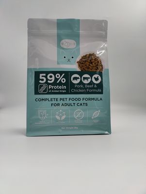 Bolsa de empaquetado del bolso del alimento para animales lateral del escudete del SGS de fondo plano con las cremalleras