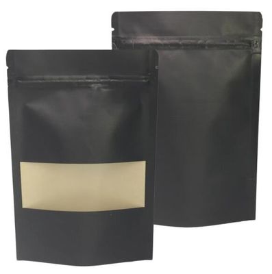 Soporte multi de Doypack del tamaño encima del negro de papel termosoldable de la bolsa de Kraft con la ventana