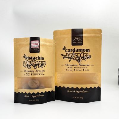 Bolsos de empaquetado de papel biodegradables del bocado de la cremallera de Kraft a prueba de humedad