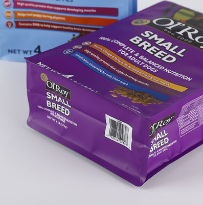 Fotograbado que imprime los bolsos de empaquetado inferiores planos 250g 500g del alimento para animales superior de la cremallera