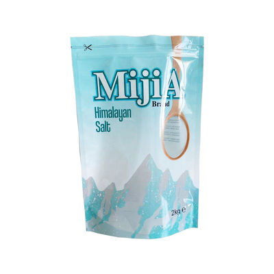 Bolsa impresa modificada para requisitos particulares 2KG del soporte de la cremallera de Mylar para arriba para el embalaje de la sal del mar