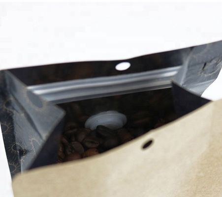 Bolsos de empaquetado inferiores planos de papel de un café lateral de la válvula de Kraft biodegradables