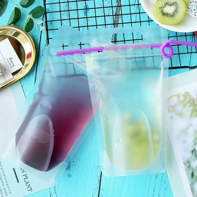 bolsa de empaquetado líquida de la bebida transparente de 500ml 750ml con Straw And Handle