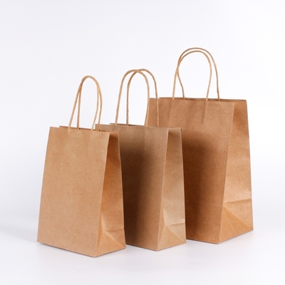 Bolsos de compras del fotograbado que llevan reciclable que barnizan la bolsa de papel de Kraft de la comida para llevar